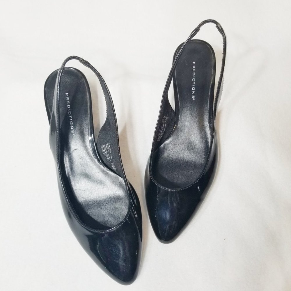 PREDICTIONS Classic Black Patent Slingback Sz 5